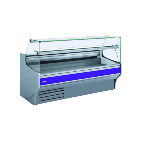 Vitrine de présentation 940 vitre droite froid ventilé +2/+8°C avec réserve - 2995x940x1235mm